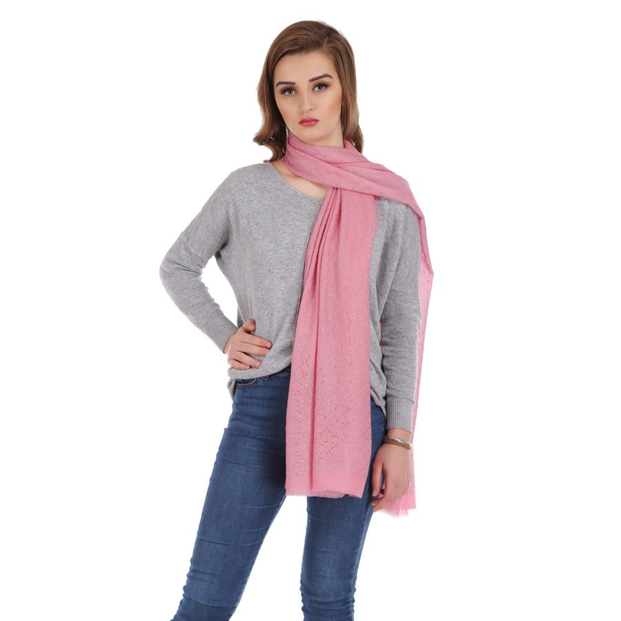 Cashmere pashmina shawl embellished with crystals