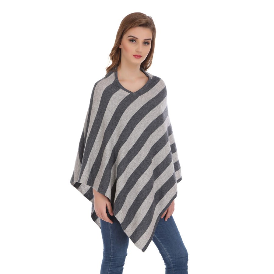 Melange pashmina knitted poncho