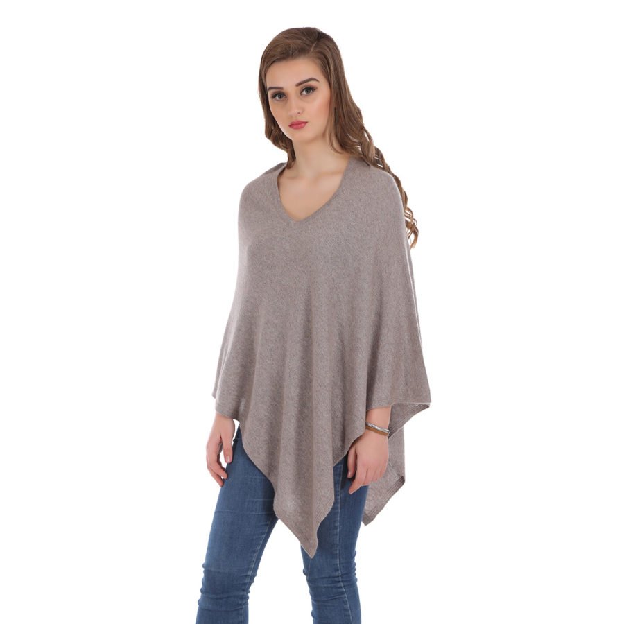 Melange Cashmere Knitted Poncho
