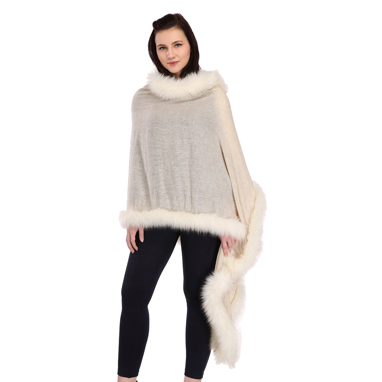 Pashmina wrap with faux fur trim - Image 3